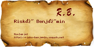 Riskó Benjámin névjegykártya